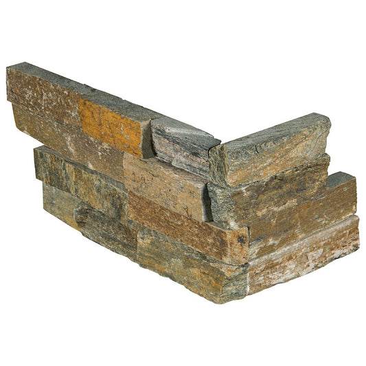 6x18 Canyon Natural-Look Matte Textured Quartzite Stone Corner