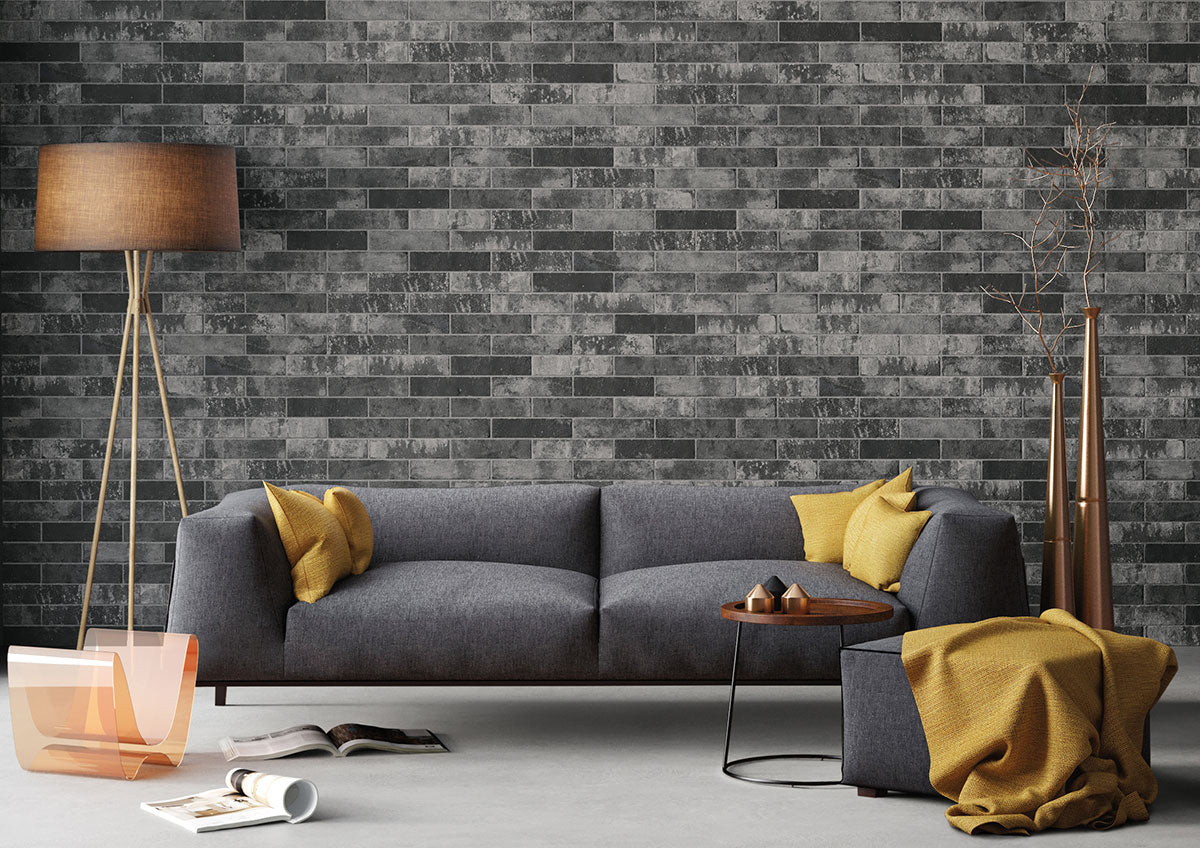 2x10 Brickstone Natural-Look Matte Rough Faux Brick Tile