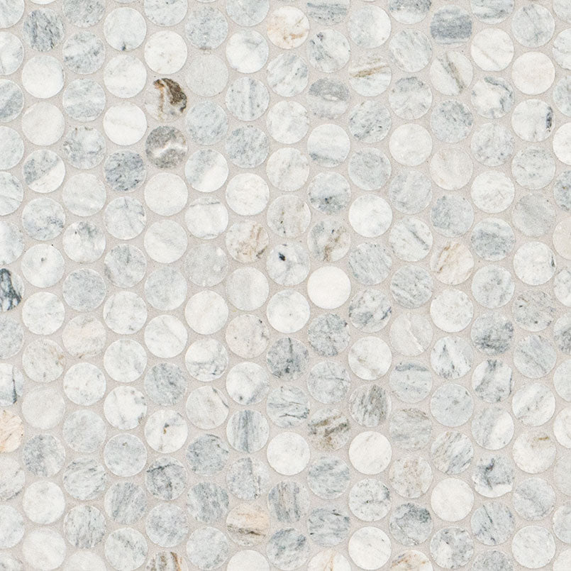 12x12 Capri Circle Penny Round Mosaic Natural-Look Honed Smooth Marble Tile