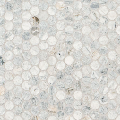 12x12 Capri Circle Penny Round Mosaic Natural-Look Honed Smooth Marble Tile