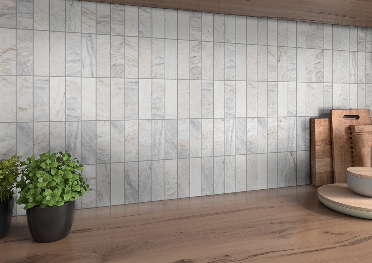 2x6 Capri Mosaic Natural-Look Honed Smooth Marble Tile