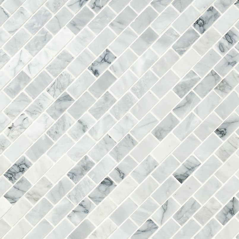 1x2 Carrara Mosaic Natural-Look Honed Smooth Marble Tile