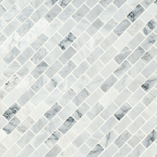 1x2 Carrara Mosaic Natural-Look Honed Smooth Marble Tile