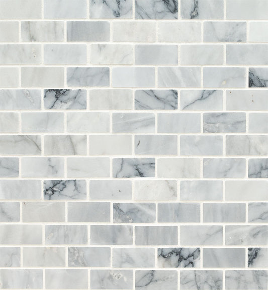 1x2 Carrara Mosaic Natural-Look Honed Smooth Marble Tile