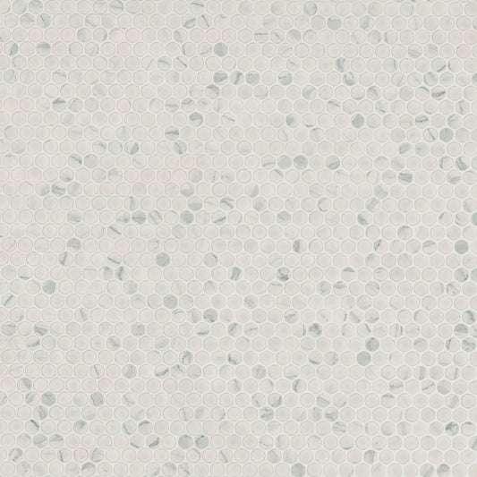 12x12 Carrara Penny Round Mosaic Marble-Look Matte Smooth Porcelain Tile
