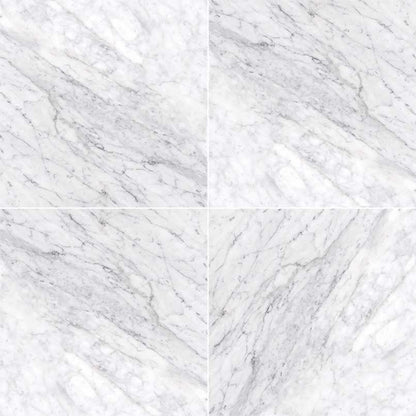 12x12 Carrara Natural-Look Polished Smooth Marble Tile