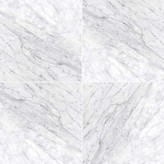 12x12 Carrara Natural-Look Honed Smooth Marble Tile