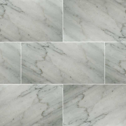 12x24 Carrara Natural-Look Honed Smooth Marble Tile