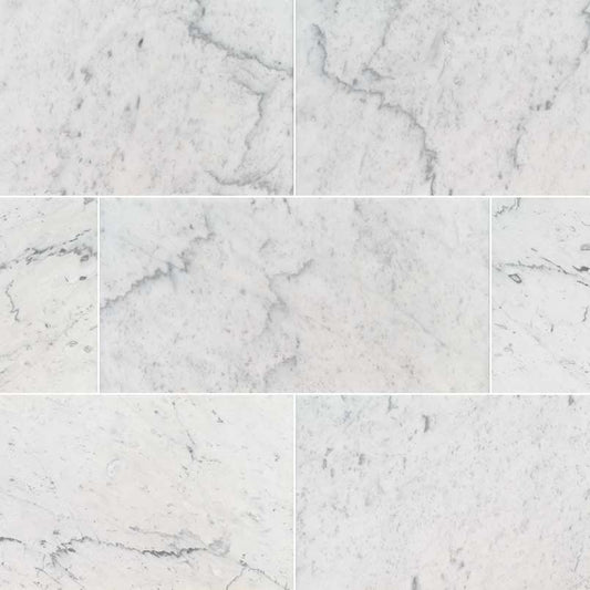 12x24 Carrara Natural-Look Polished Smooth Marble Tile
