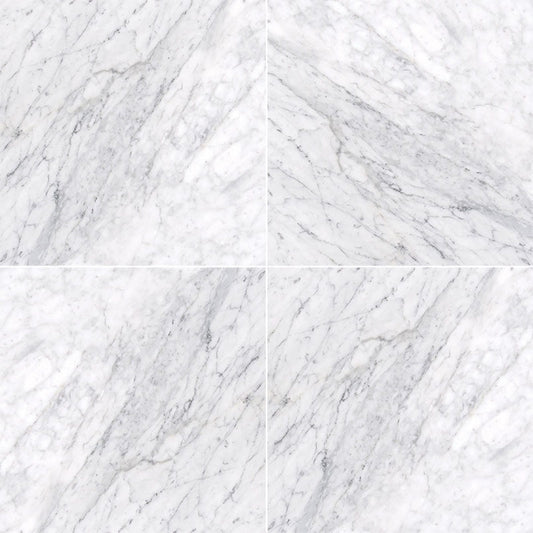 18x18 Carrara Natural-Look Polished Smooth Marble Tile