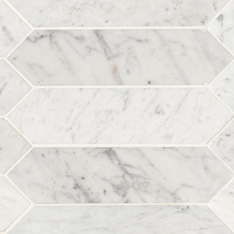 3x12 Carrara Picket Mosaic Natural-Look Honed Smooth Marble Tile