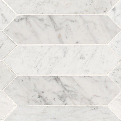 3x12 Carrara Picket Mosaic Natural-Look Honed Smooth Marble Tile