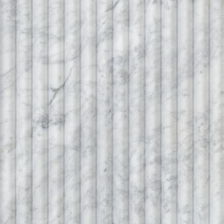 12x24 Carrara 3D-Geometric Ribbed Natural-Look Honed Smooth Marble Tile