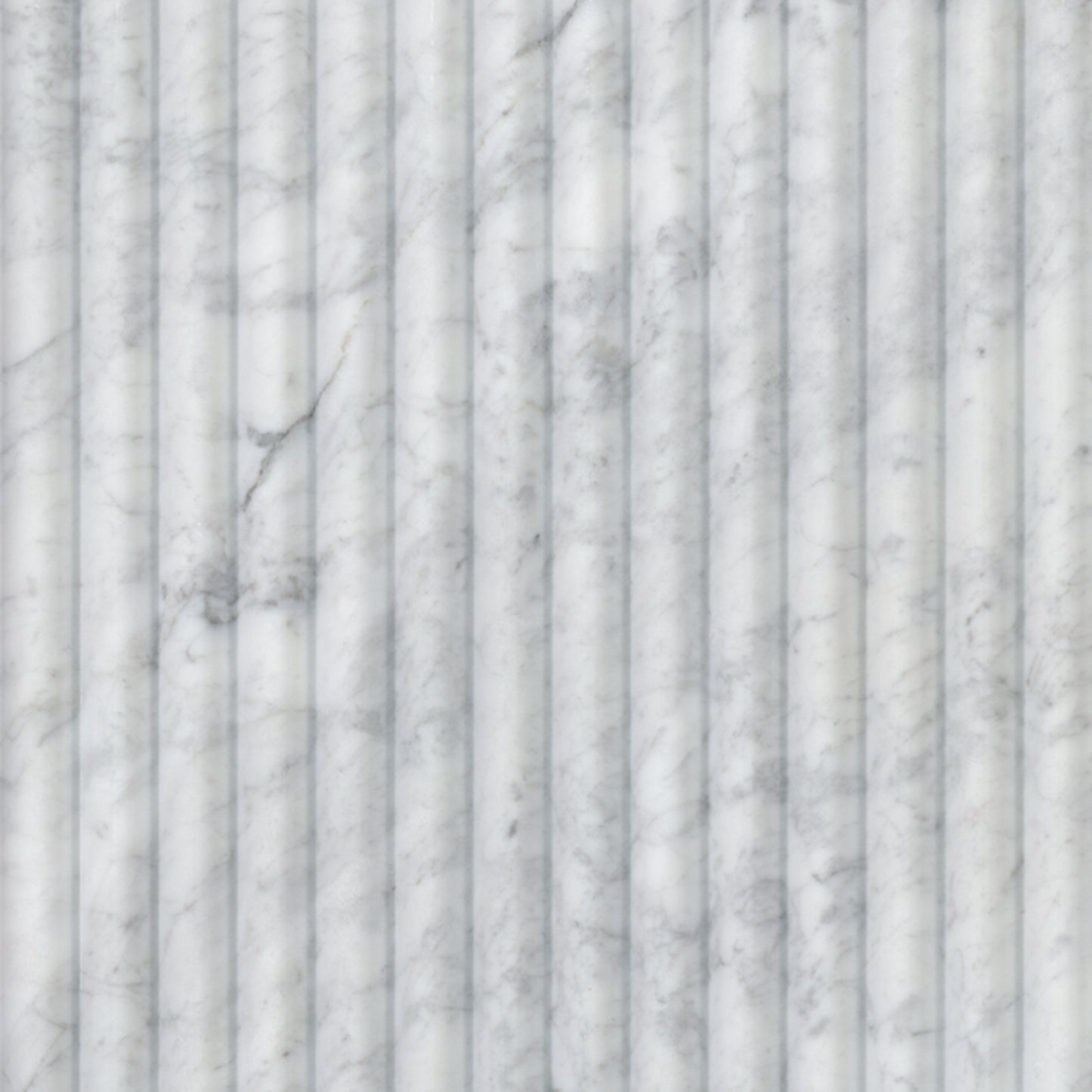 12x24 Carrara 3D-Geometric Ribbed Natural-Look Honed Smooth Marble Tile