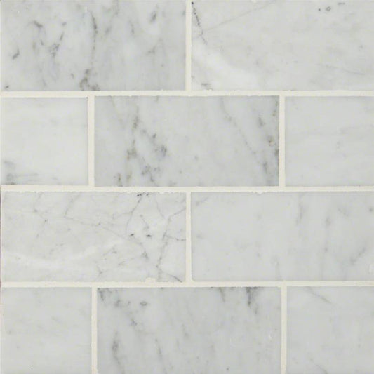 3x6 Carrara Natural-Look Polished Smooth Marble Tile
