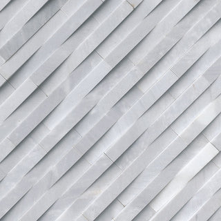 Ice Gray - 6x24 3D-Geometric Wavy Natural-Look Matte Split-Face Marble Stone Tile
