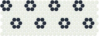 Black White - 10x22 Keystones Circle Dotted Penny Round Mosaic Mixed-Color Matte Smooth Porcelain Tile