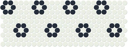 10x22 Keystones Circle Dotted Penny Round Mosaic Mixed-Color Matte Smooth Porcelain Tile