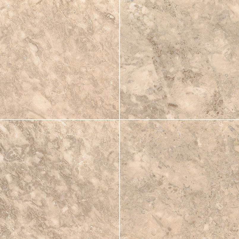 12x12 Crema Intense Veining Natural-Look Polished Polished Marble Tile