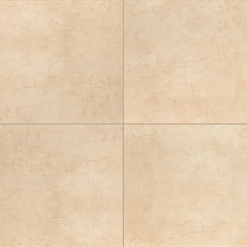 24x24 Aria Cremita Stone-Look Polished Smooth Porcelain Tile