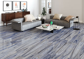 Blue Grey - 8x48 Dellano Wood-Look Polished Smooth Porcelain Tile