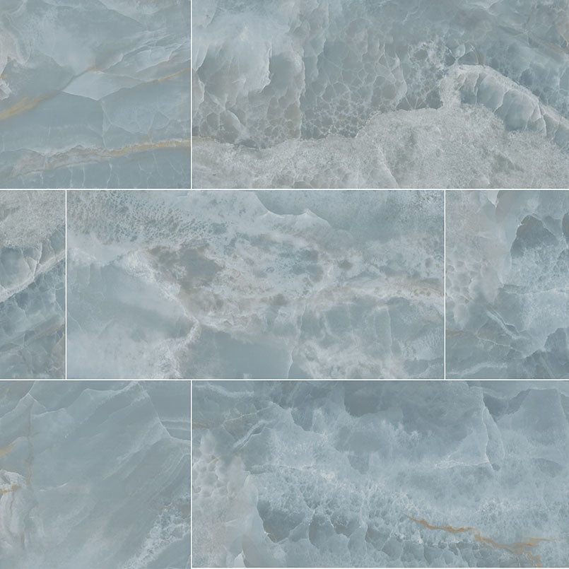 24x48 Biotite Storm Marble-Look Polished Smooth Porcelain Tile