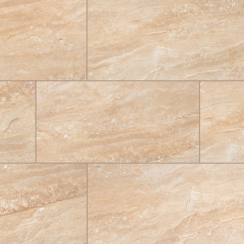 24x48 Aria Oro Stone-Look Polished Smooth Porcelain Tile