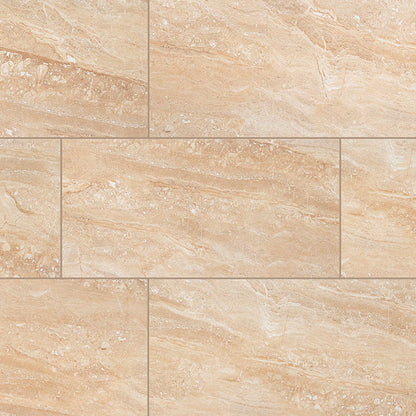 12x24 Aria Oro Stone-Look Polished Smooth Porcelain Tile