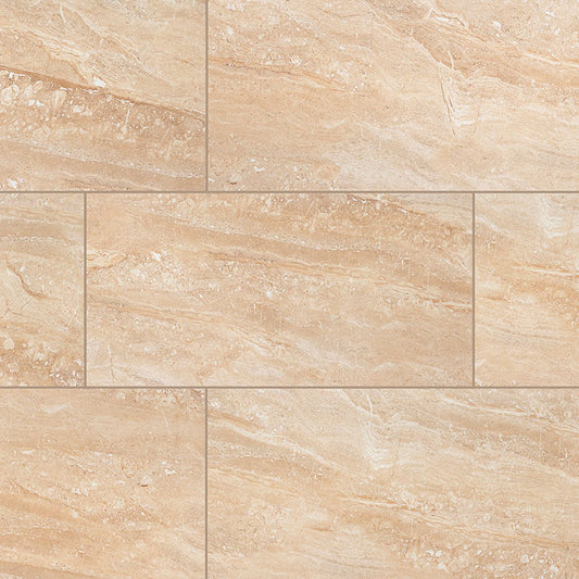 12x24 Aria Oro Stone-Look Polished Smooth Porcelain Tile