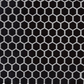 1" Black Hexagon Mosaic Solid-Color Glossy Smooth Porcelain Tile