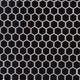 1" Black Hexagon Mosaic Solid-Color Glossy Smooth Porcelain Tile