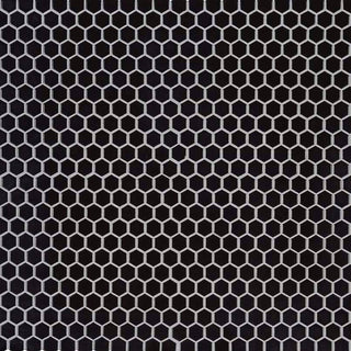 Black - 1" Black Hexagon Mosaic Solid-Color Glossy Smooth Porcelain Tile